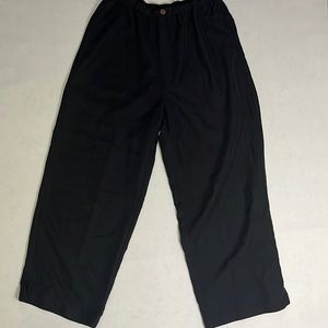 Island Traders Black Wide Leg Pants Rayon Poly Blend Elastic Waist Relaxed Fit M